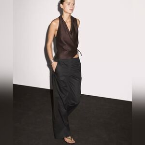 Massimo Dutti Black Wide Leg Trousers Size 4